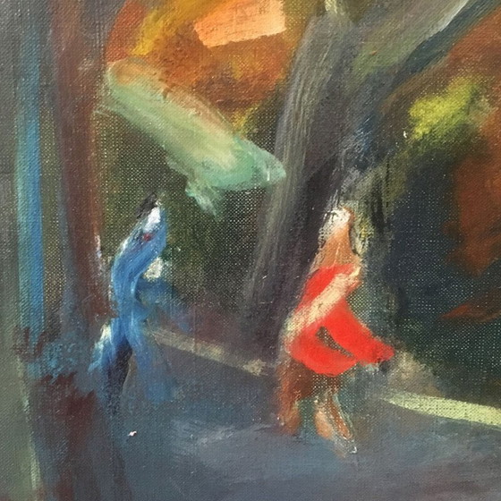 Image 1 of Olieverf op vintage doek door Ejnar Larsen, Denemarken 1986