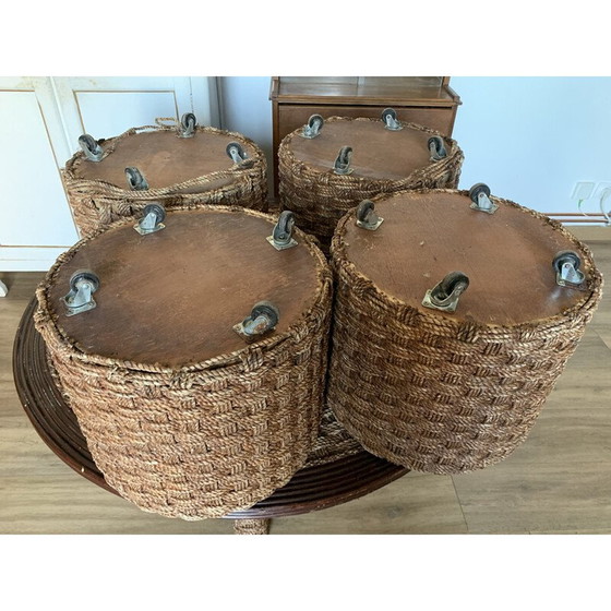 Image 1 of Vintage geweven touw en rotan eetset