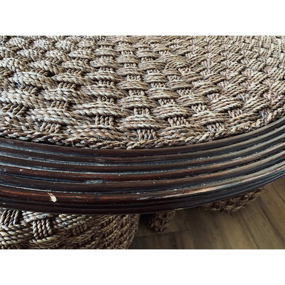 Image 1 of Vintage geweven touw en rotan eetset