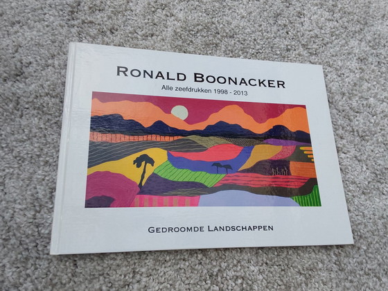 Image 1 of Ingelijste Zeefdruk Van Ronald Boonacker Met Boek 'Gedroomde Landschappen'Ku Alle Zeefdrukken 1998-2013