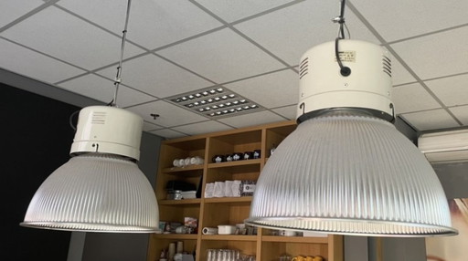 2x Industriele hanglamp