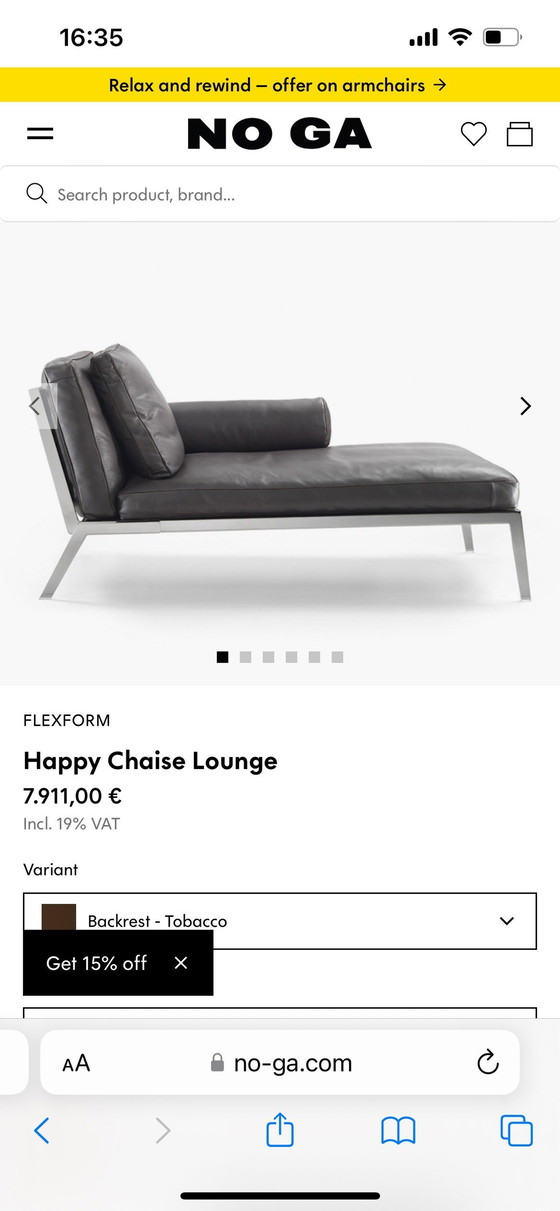 Image 1 of Flexform Happy Chaise Longue