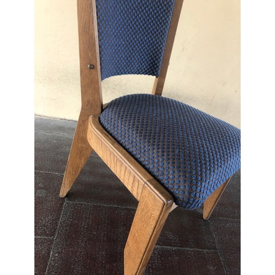 Image 1 of Set van 6 vintage eiken stoelen van Guillerme en Chambron, 1960