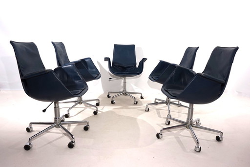 Set van 5 Kill International 6727 leren bureaustoelen van Fabricius & Kastholm