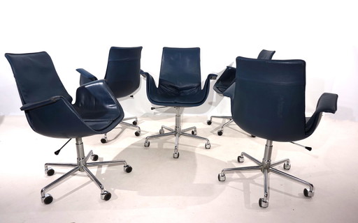 Set van 5 Kill International 6727 leren bureaustoelen van Fabricius & Kastholm