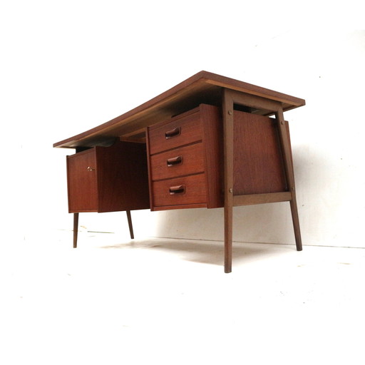 Groot Vintage Deens Design Boomerang Bureau Van Teakhout