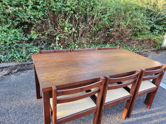 Image 1 of Brutalist - eettafel incl 6 stoelen , 1970s , vintage 