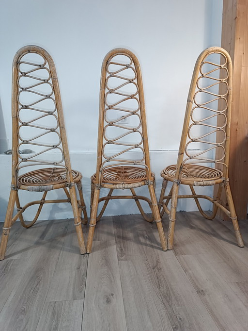 Trio Bamboe Stoelen Door Dirk Van Sliedregt 1960S