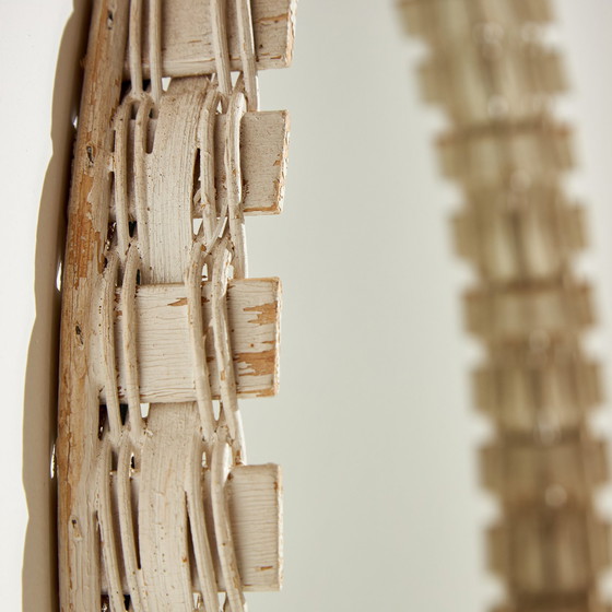 Image 1 of Mk10063 Ronde spiegel met houten lijst