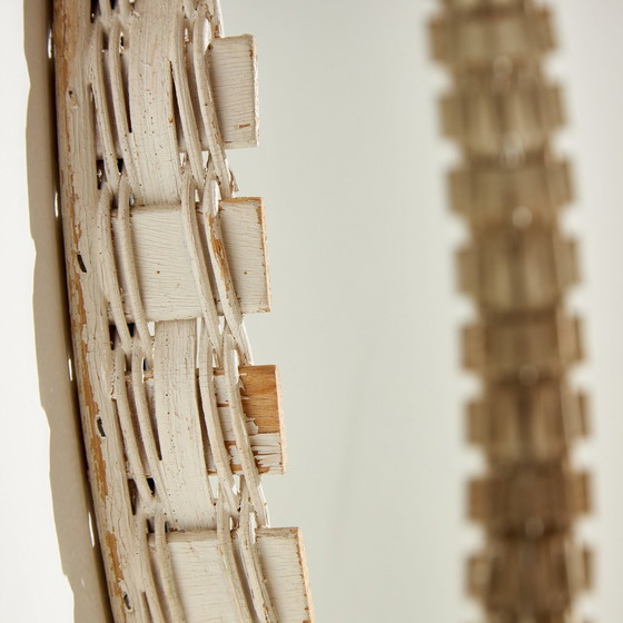 Image 1 of Mk10063 Ronde spiegel met houten lijst