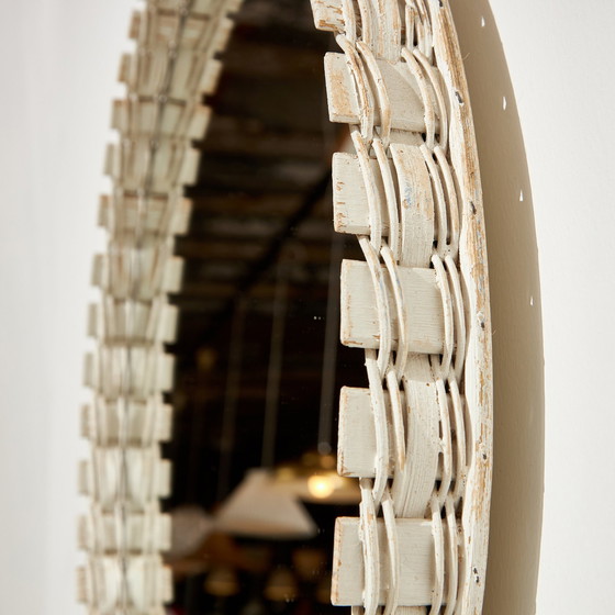 Image 1 of Mk10063 Ronde spiegel met houten lijst