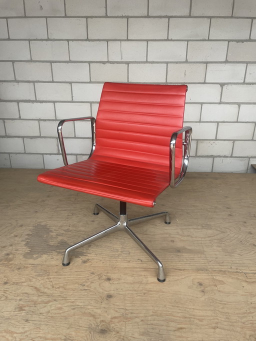 Vitra Eames Ea108 Rood Leer/Chroom