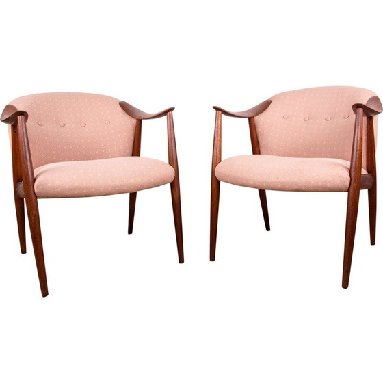Paar vintage Tyrol fauteuils van teakhout en stof, ontworpen door Gerhard Berg voor Westnofa, Noorwegen 1960 – Textile, Wood