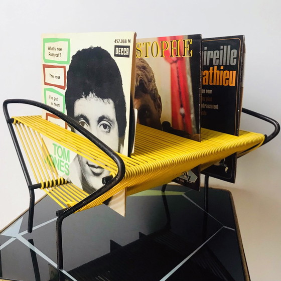 Image 1 of Vintage Vinylrek - 33T/45T Rek - Gelakt Metaal - Scoubidou - 1950-1960