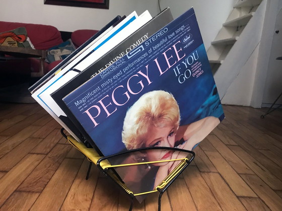 Image 1 of Vintage Vinylrek - 33T/45T Rek - Gelakt Metaal - Scoubidou - 1950-1960