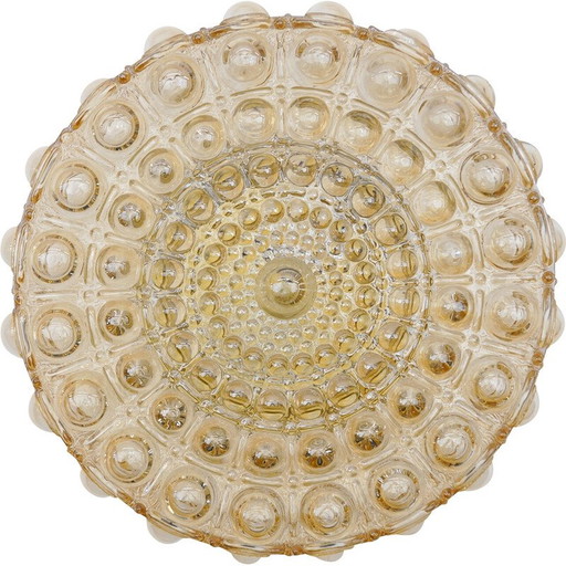 Vintage gebobbeld amber glas wandlamp door Helena Tynell, Duitsland 1960