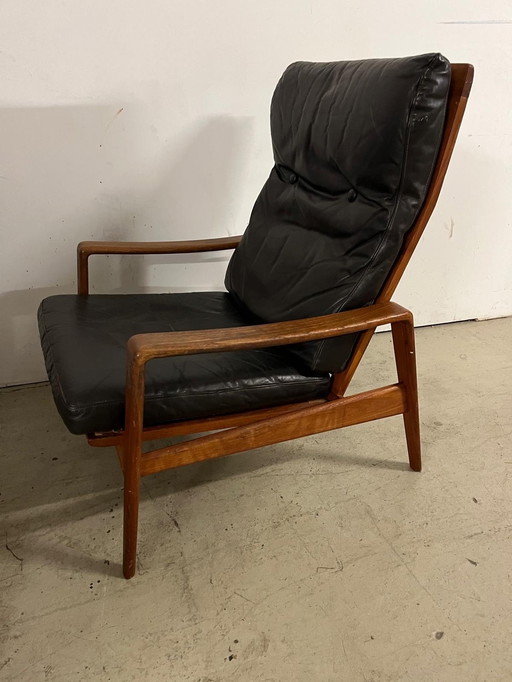Vintage Loungestoel Met Hoge Rugleuning In Teak Van Arne Wahl iversen Voor Comfort