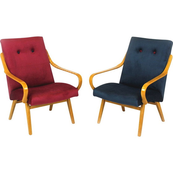 Image 1 of Paar vintage beukenhouten fauteuils van Jaroslav Smidek voor TON, Tsjechië 1960