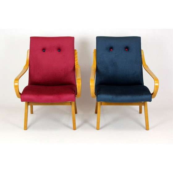 Image 1 of Paar vintage beukenhouten fauteuils van Jaroslav Smidek voor TON, Tsjechië 1960