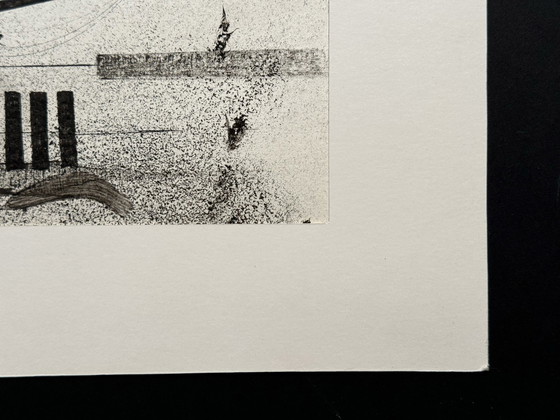 Image 1 of Eugene Eechaut (1928-2019) Inktcompositie met een schip. 1975