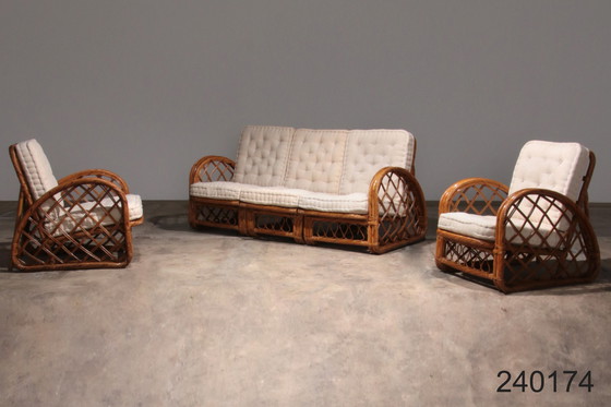 Image 1 of Vintage Franse Bamboe Lounge set