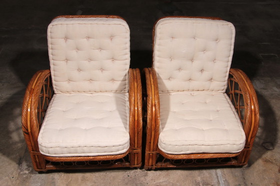 Image 1 of Vintage Franse Bamboe Lounge set