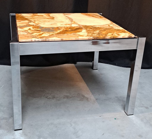 Salontafel Vierkant Chrome Onyx Epoxy Vintage 