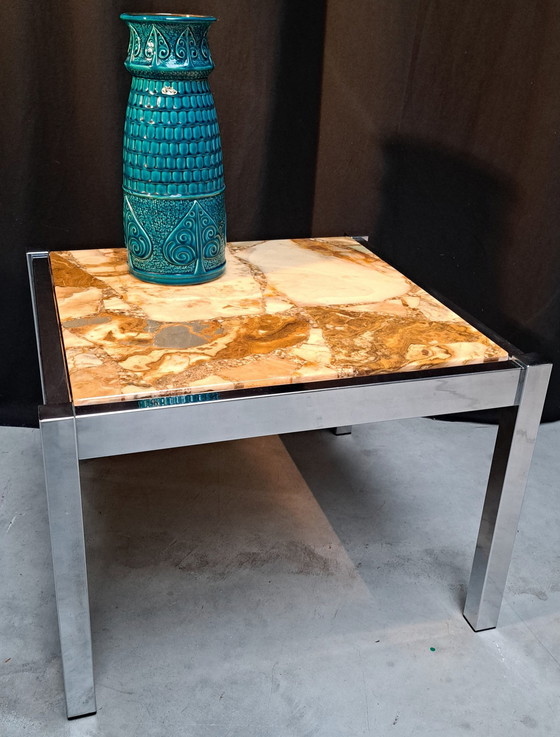 Image 1 of Salontafel Vierkant Chrome Onyx Epoxy Vintage 