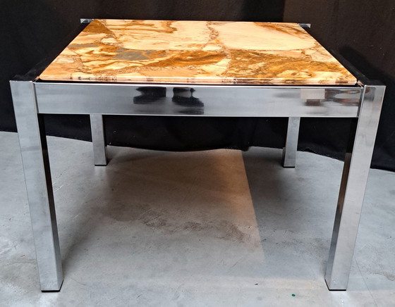 Image 1 of Salontafel Vierkant Chrome Onyx Epoxy Vintage 