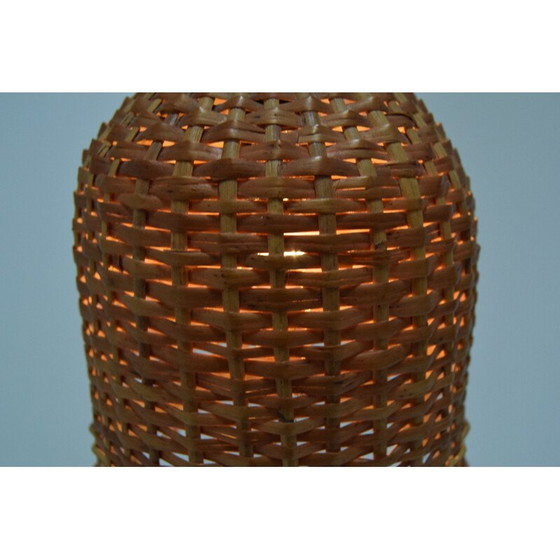 Image 1 of Vintage rieten en houten hanglamp van Uluv, Tsjecho-Slowakije 1960