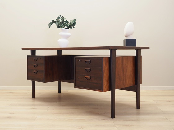 Image 1 of Rozenhouten bureau, Deens ontwerp, 1970S, Ontwerper: Kai Kristiansen