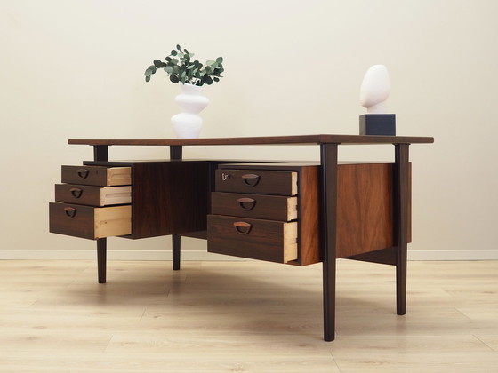 Image 1 of Rozenhouten bureau, Deens ontwerp, 1970S, Ontwerper: Kai Kristiansen