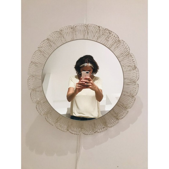 Image 1 of Vintage ronde bloemvormige plastic spiegel, 1970