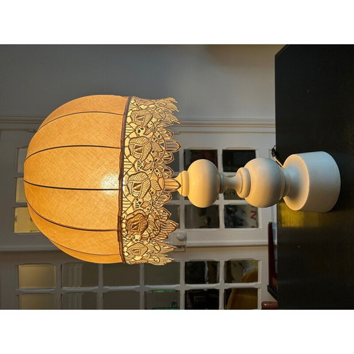 Vintage gedraaide houten lamp, 1970