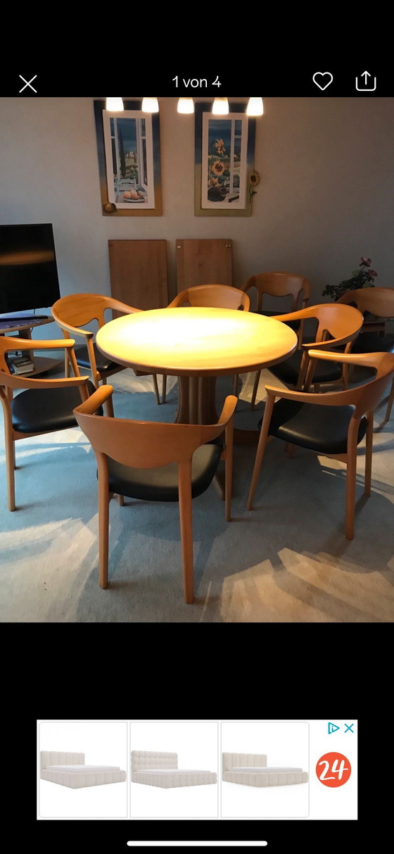 Image 1 of Uitschuifbare tafel 8 stoelen hout