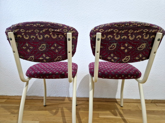 Image 1 of 2X Beklede stoel | Upcycling | Bourgondisch rood & ivoorkleurige look