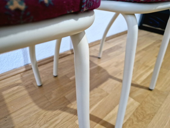 Image 1 of 2X Beklede stoel | Upcycling | Bourgondisch rood & ivoorkleurige look