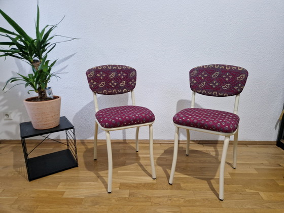 Image 1 of 2X Beklede stoel | Upcycling | Bourgondisch rood & ivoorkleurige look