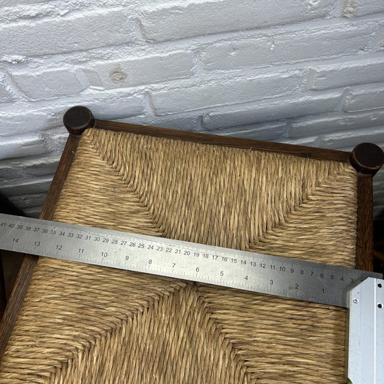 Image 1 of 2x Vintage houten Mid Century moderne rotan krukjes