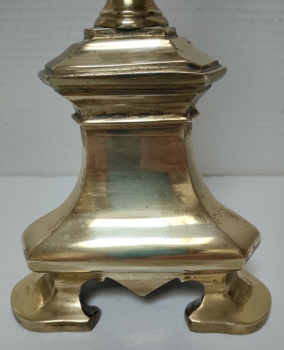 Image 1 of Bronzen Vergulde Driepoot Lamp Begin 20ste eeuw H.50 Cm