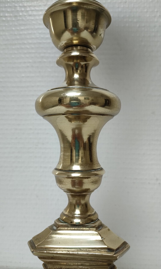 Image 1 of Bronzen Vergulde Driepoot Lamp Begin 20ste eeuw H.50 Cm