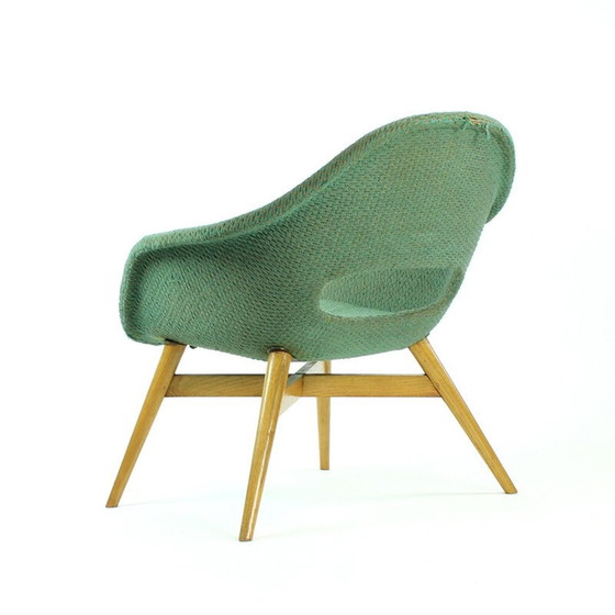 Image 1 of Vintage kuipstoel van glasvezel en hout door František Jirák, Tsjecho-Slowakije 1960