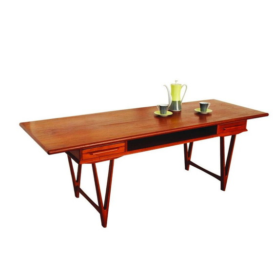 Image 1 of Vintage teakhouten salontafel model 32 van E.W.Bach voor Mobelfabrikken Toften, Denemarken 1960.