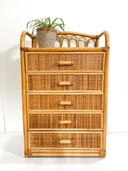 Vintage rotan kast ladekast