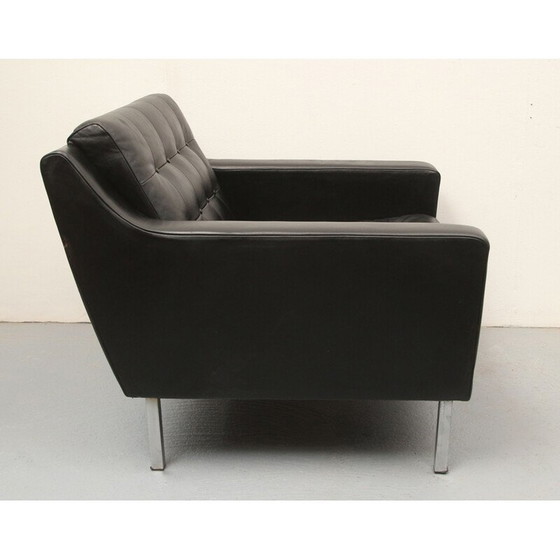 Image 1 of Vintage zwart leren clubfauteuil, jaren 1960