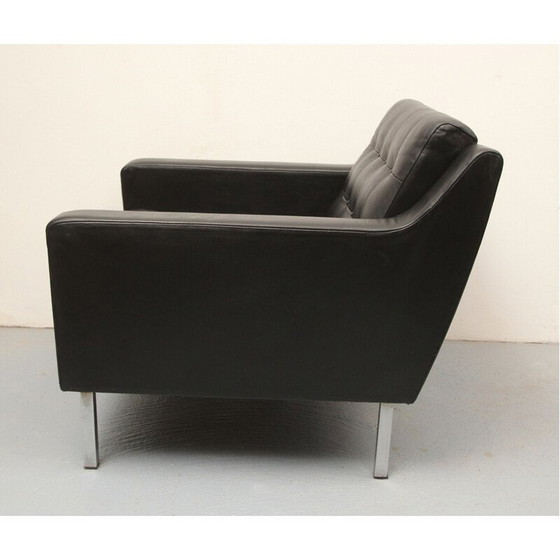 Image 1 of Vintage zwart leren clubfauteuil, jaren 1960
