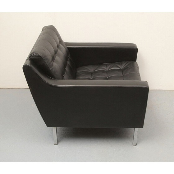 Image 1 of Vintage zwart leren clubfauteuil, jaren 1960