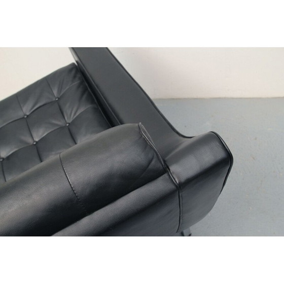 Image 1 of Vintage zwart leren clubfauteuil, jaren 1960