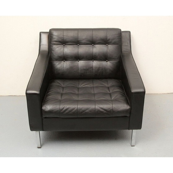 Image 1 of Vintage zwart leren clubfauteuil, jaren 1960