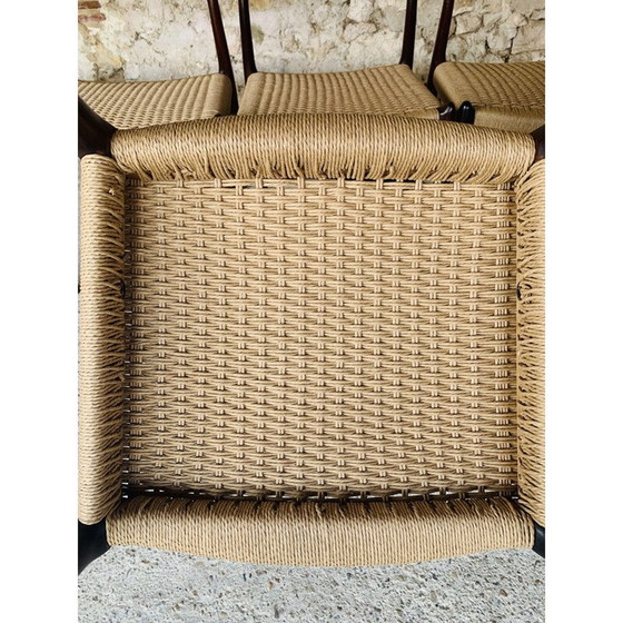 Image 1 of Set van 6 vintage rozenhouten stoelen door Niels Moller voor J L Møller Møbelfabrik, Denemarken 1960